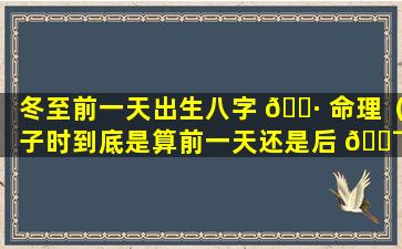 冬至前一天出生八字 🌷 命理（子时到底是算前一天还是后 🐯 一天）